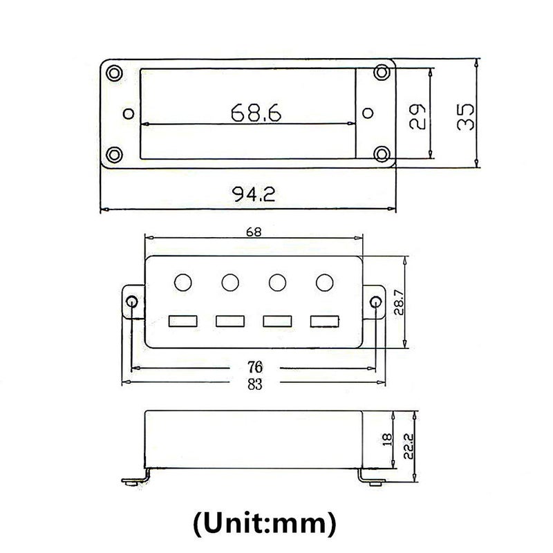JD.Moon Mini 4 string Bass Guitar Humbucker Pickups with Black Ring Chrome Set of 2pcs - Image 4